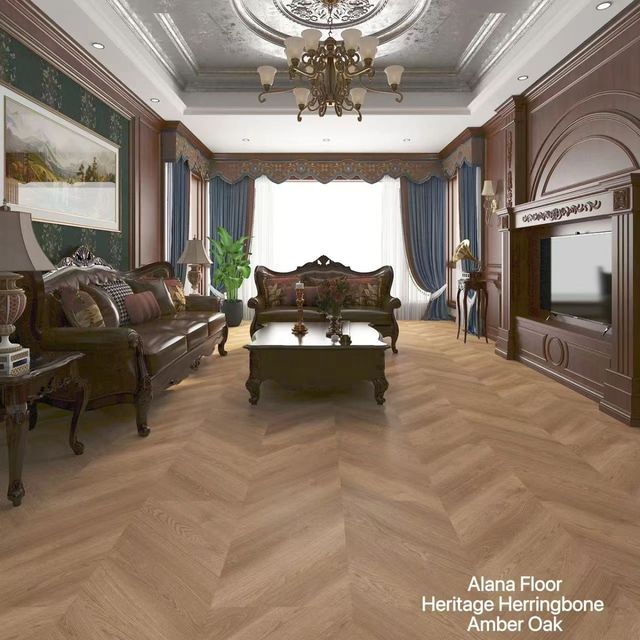 Herringbone rigid core plank